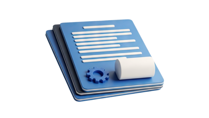 3D Icon of Documents with Gear and Eraser