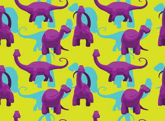 Nigersaurus Dinosaur Cartoon Seamless Pattern Background Wallpaper © bullet_chained