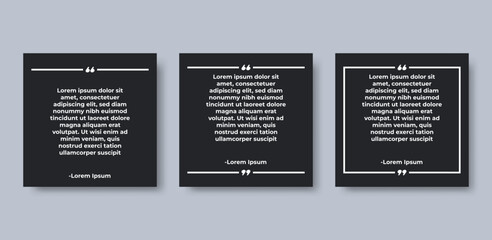 Minimalist Black Social Media Quote Templates with White Line Accents and Dark Mode Style