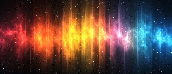 Abstract colorful nebula with vertical light streaks and stars space galaxy
