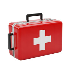 Obraz premium First aid kit box with white cross isolated on transparent background
