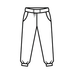 Black and white illustration of sweatpants
