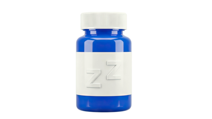 Blue Sleep Aid Bottle with 'ZZ' Label