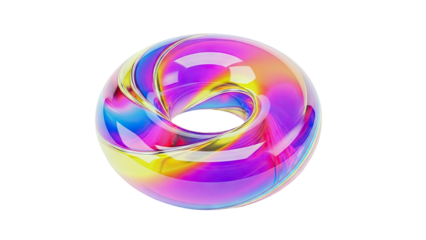 Abstract Torus with Iridescent Swirls