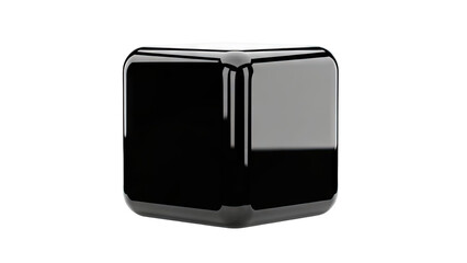 Glossy Black Cube with Rounded Corners