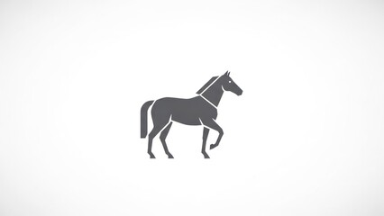 Fototapeta premium A black and white illustration of a horse running on a white background.
