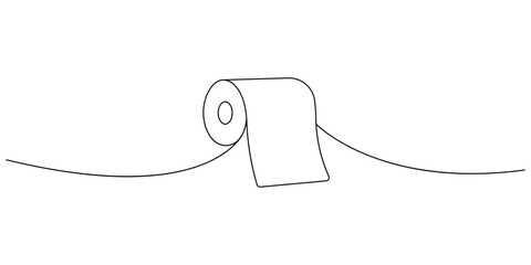 Minimalist continuous one line art drawing of a toilet paper roll vector illustration
