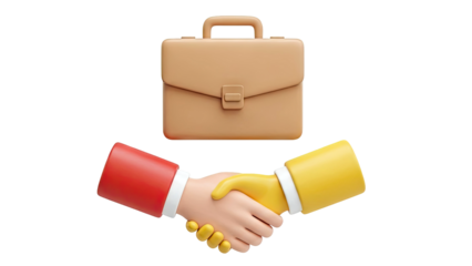 3D Illustration of a Handshake and Briefcase