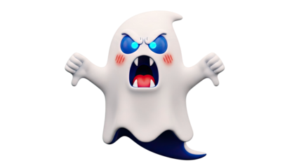 Angry Cartoon Ghost Giving Thumbs Down