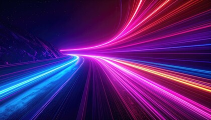 Vivid abstract composition depicting a glowing tunnel of light with flowing streaks