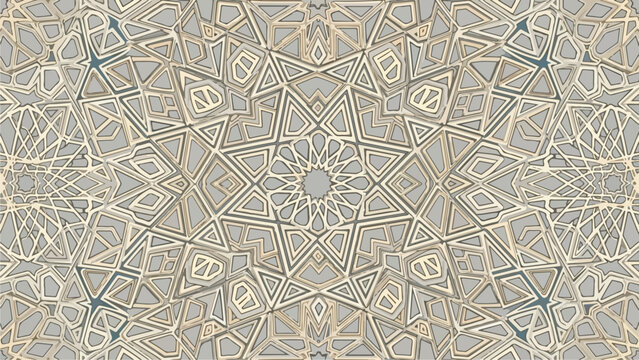 A symmetrical pattern of gray and beige shapes