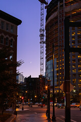 Obraz premium Boston Chinatown Downtown Crossing Highway Sign Dusk