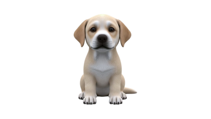 Cute Labrador Puppy Sitting on White Background
