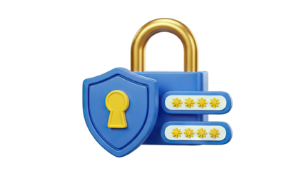 3D Security Icons: Padlock, Shield, and Password Fields