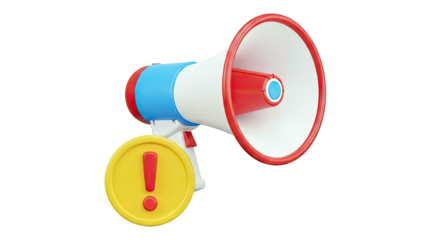 Cartoon Megaphone with Exclamation Mark Symbol