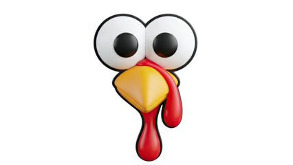 Cartoon Turkey Face with Big Googly Eyes