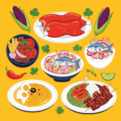 A vibrant digital illustration of various global cuisines © Franky