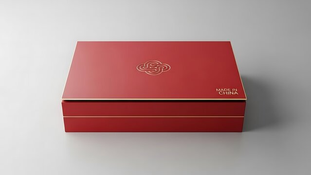 Red Business Cards Stacked on White Surface.