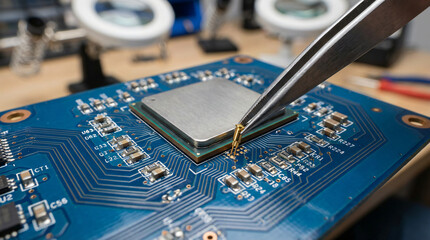 Electronics Repair: Precision Work on a Circuit Board