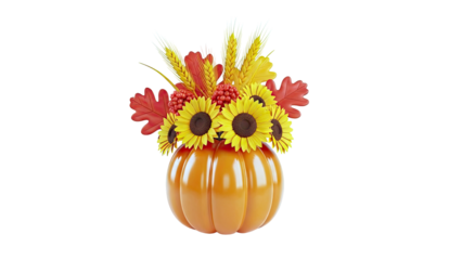 Autumn bouquet in a pumpkin vase