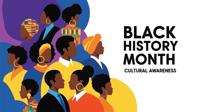 A vibrant illustration of diverse black people