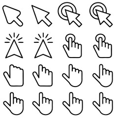 Fototapeta premium Set of mouse pointer and hand icons isolated on transparent background