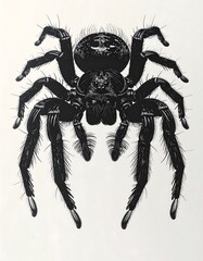 Obraz premium A large black spider with eight legs and hairy body