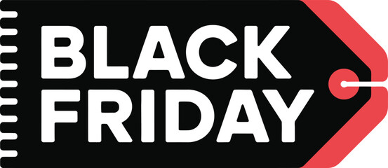 Fototapeta premium Black Friday Sale Tag with Bold White Text on Black Background