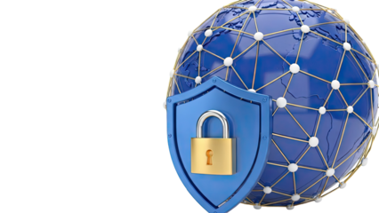 Global Network Security: Shield and Lock with Globe