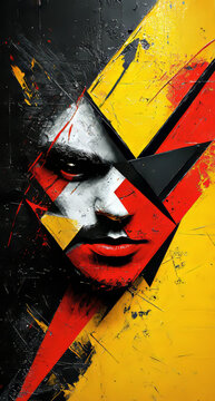 Abstract Face Makeup Red Yellow Black