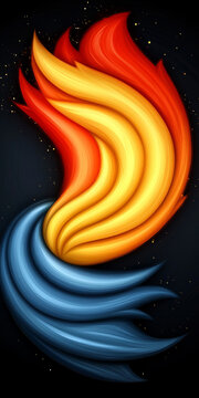 Abstract Fire and Water Swirl