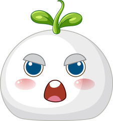 Obraz premium Angry White Bun Character with Green Sprout on Head Vector Illustration