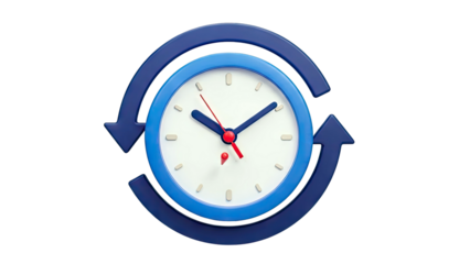 3D Clock with Circular Arrow Symbol