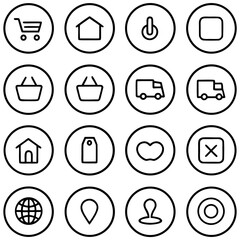 E-commerce and navigation icons isolated on transparent background