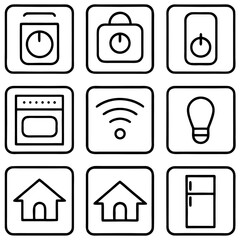 Home automation icons isolated on transparent background