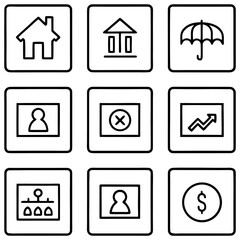 Financial and business icons isolated on transparent background