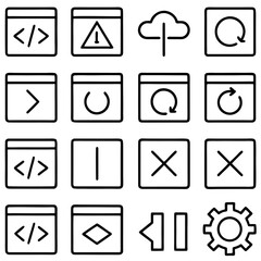 Set of icon symbols isolated on transparent background