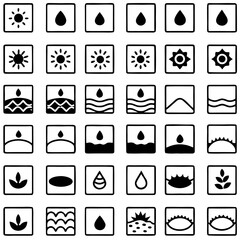 Weather and nature icons isolated on transparent background