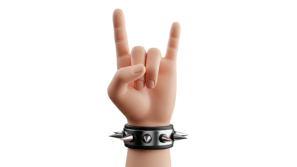 Rock On Hand Gesture with Spiked Bracelet