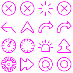 Set of pink icons isolated on transparent background