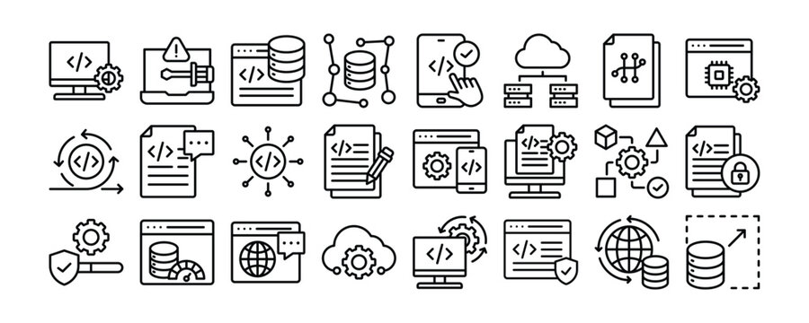 Software and Tools icon collection. Containing design technology, design, computer, digital, application, developer	