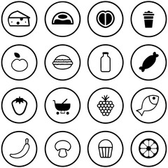 Food and kitchen icons isolated on transparent background
