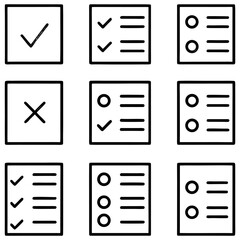 Checklist icons isolated on transparent background