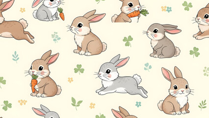 Obraz premium Seamless rabbit pattern suitable for decorative backgrounds