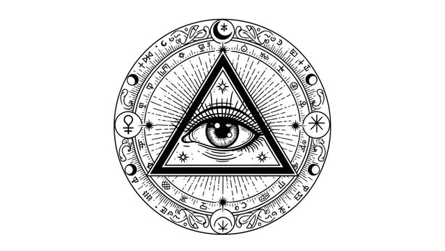 all seeing eye, triangle symbol, occult illustration