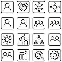 Teamwork and collaboration icons isolated on transparent background