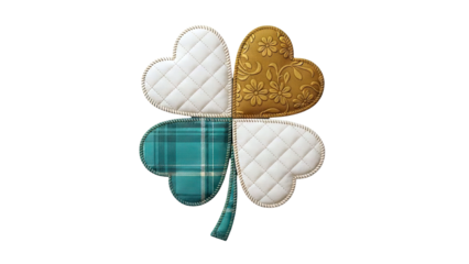 Four-Leaf Clover with Mixed Textures and Patterns