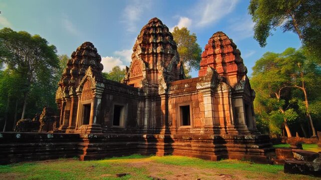 Ancient Khmer architecture showcased at Prasat Thom in Koh Ker, Cambodia tourism