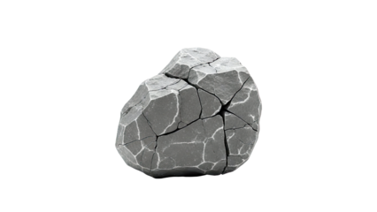 Cracked Grey Rock on White Background