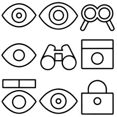 Set of eye and vision icons isolated on transparent background